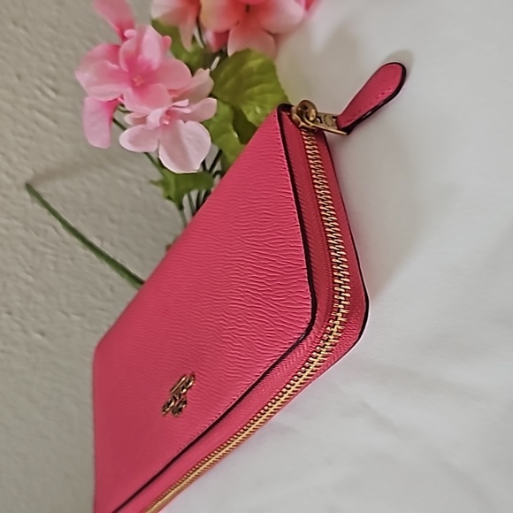 Coach  Pink Zip Around Accordion Leather  Wallet - Picture 4 of 10